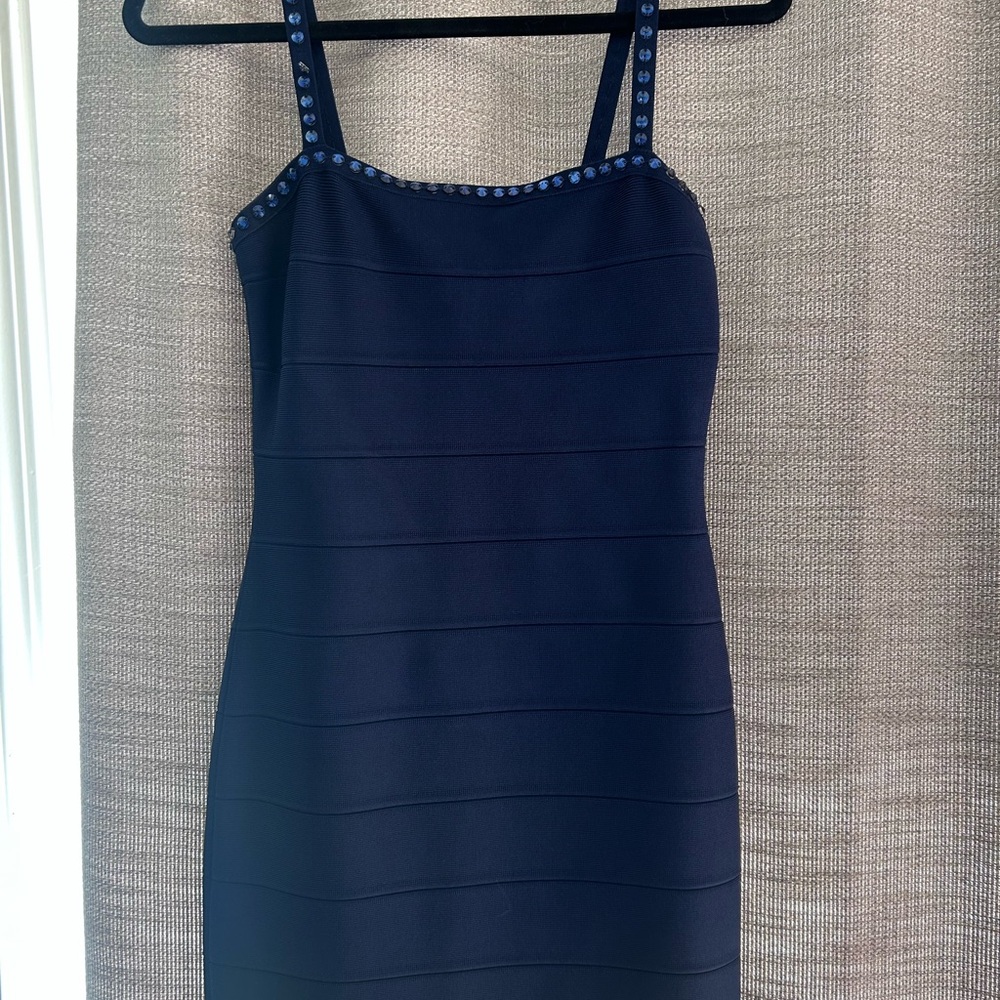 Herve Leger Navy Blue Mini Dress